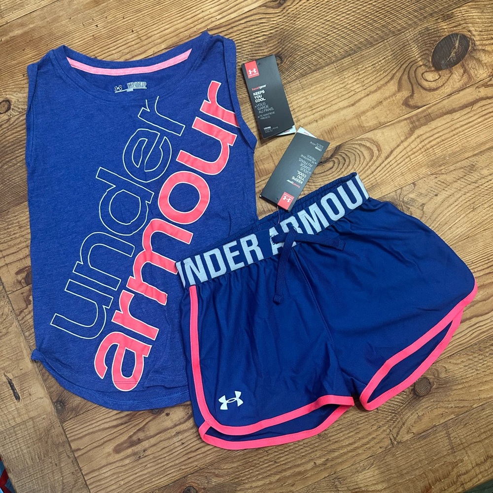 Under Armour Navy and Pink Shorts Set